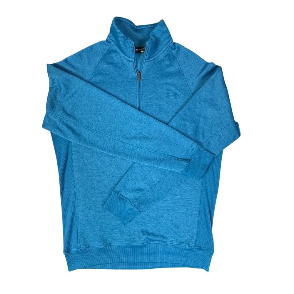 Under Armour ColdGear Sweatshirt Mens M Blue 1/4 Zip Mock Neck Pullover